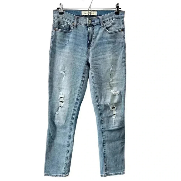 GAP Best Girlfriend Jeans Distressed Ankle Crop Boho Light Wash Blue Denim 25 - Picture 16 of 16